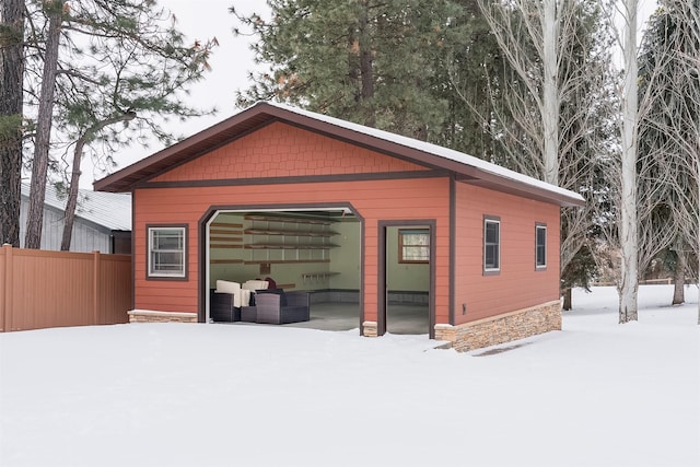 exterior space with a garage