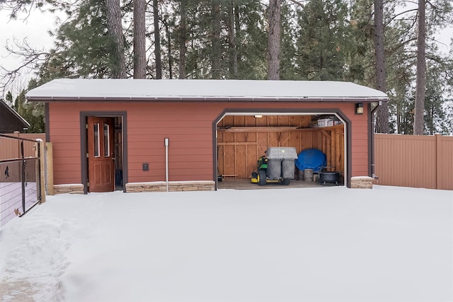 view of snow covered structure