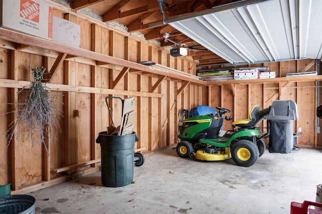 garage with a garage door opener