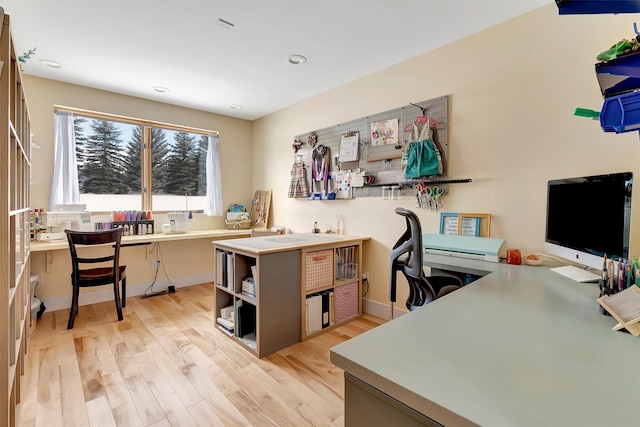 office area featuring light wood-type flooring