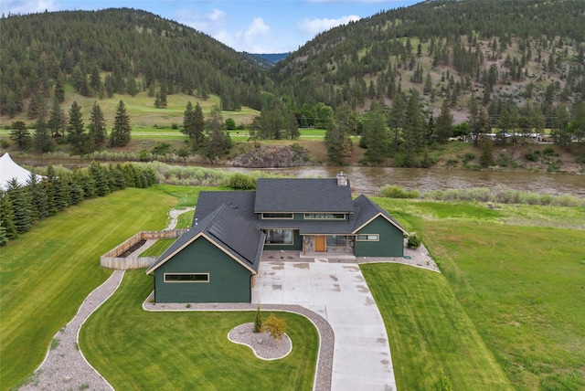 aerial view with a mountain view