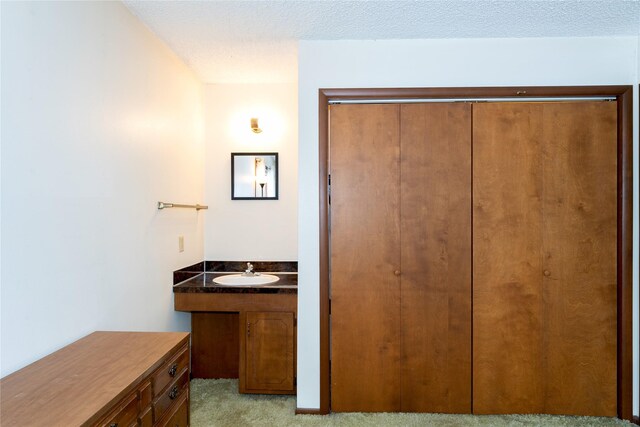 bathroom featuring a textured ceiling and a sink