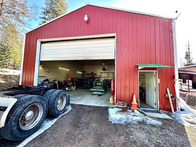 view of detached garage