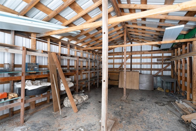 miscellaneous room with lofted ceiling