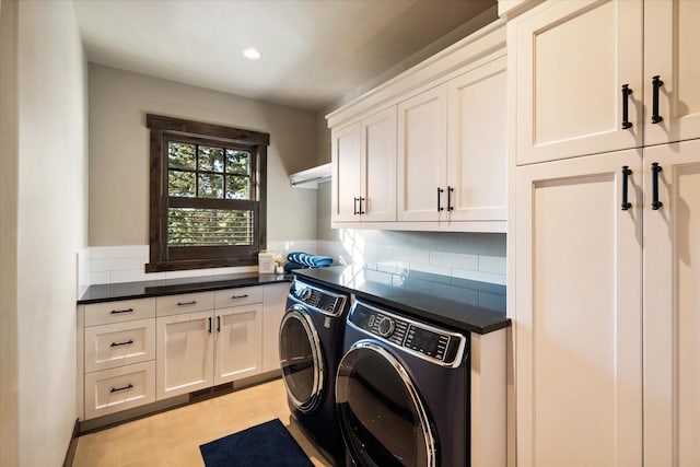 113 Levi Ct, Bigfork, MT 59911 - washroom with cabinet space, independent washer and dryer, and recessed lighting