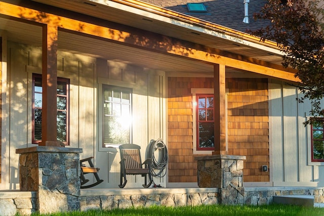 entrance to property with a porch