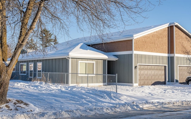 exterior space with a garage