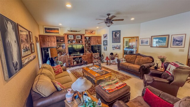 6809 N Montana Ave, Helena, MT 59602 - carpeted living area featuring recessed lighting and ceiling fan