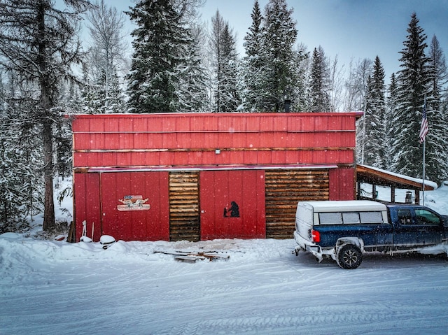 view of snow covered structure