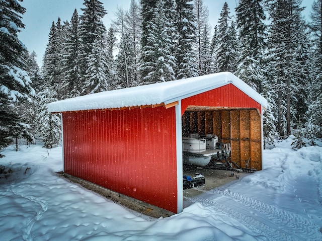 view of snow covered structure