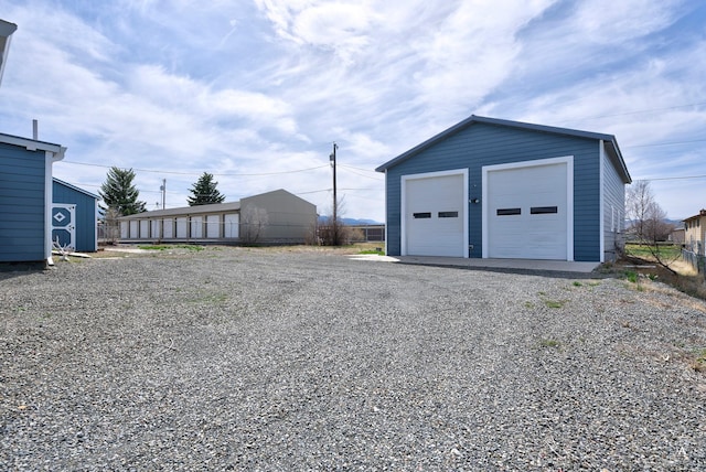 view of detached garage