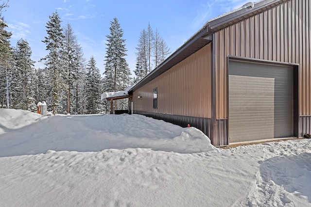 view of snow covered property