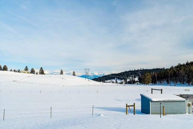 view of yard covered in snow