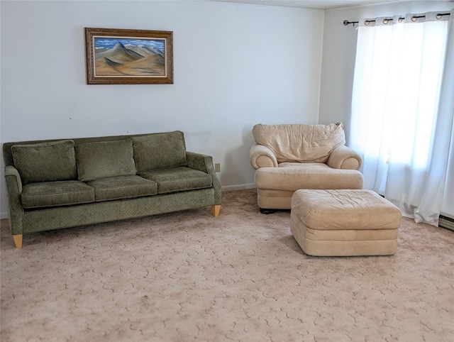 living room featuring carpet