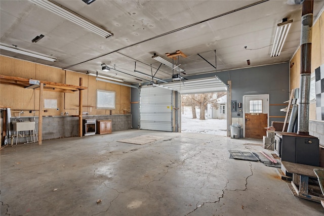 garage with a garage door opener