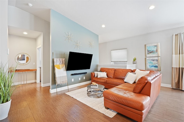 living room featuring light hardwood / wood-style floors