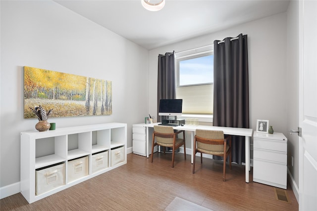 office area featuring hardwood / wood-style floors