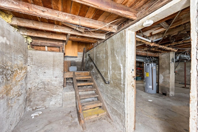 basement with water heater