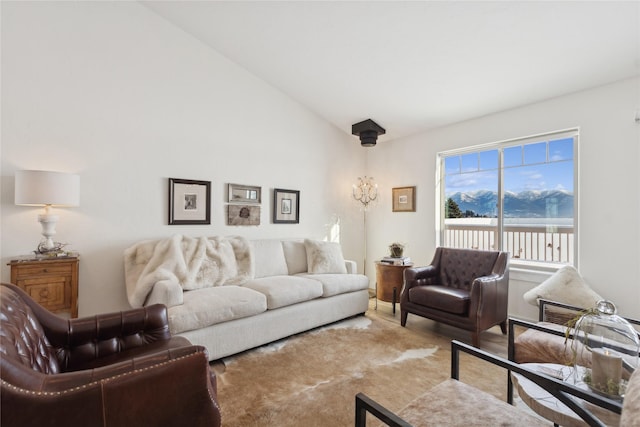211 Mcwenneger Dr, Kalispell, MT 59901 - living room featuring lofted ceiling and a water view