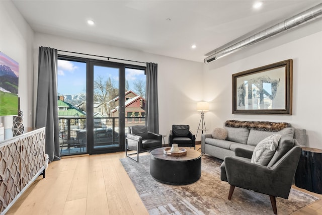 living room featuring light hardwood / wood-style floors