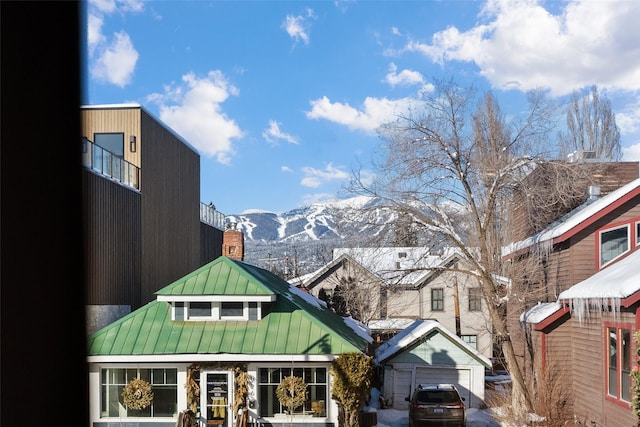 exterior space with a mountain view