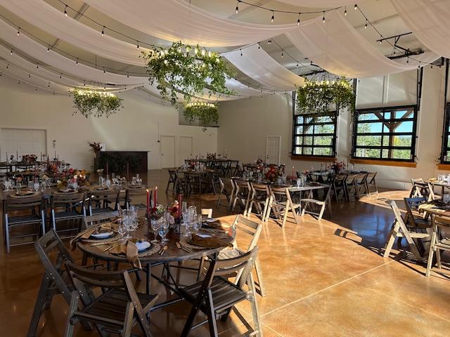 dining area with concrete flooring