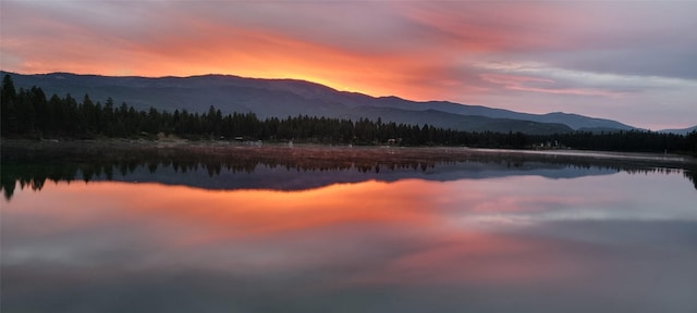 water view with a mountain view and a wooded view