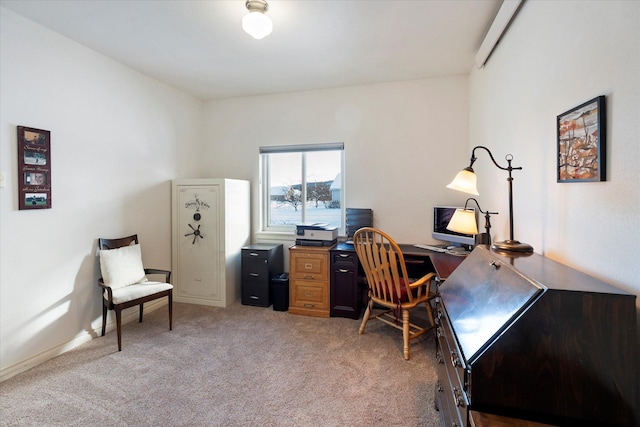 office with light colored carpet