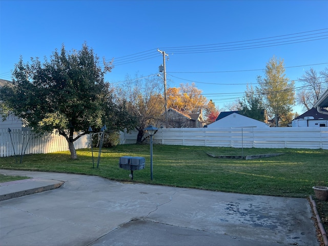 view of yard with a patio and fence private yard