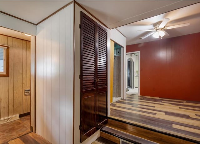 3501 1st Ave S, Great Falls, MT 59401 - hallway with wood finished floors and wood walls