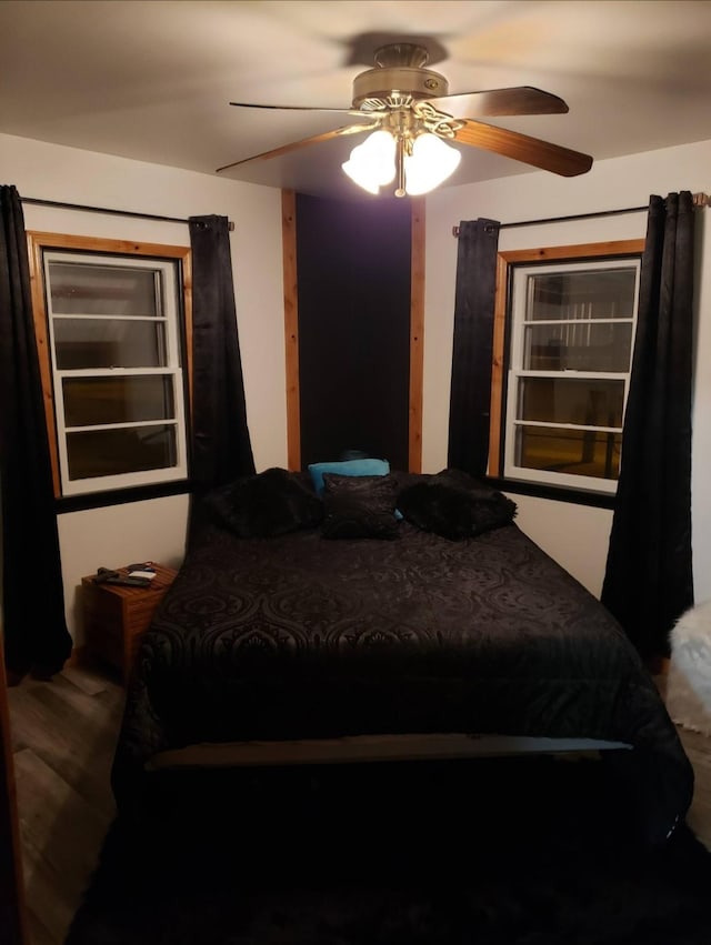 3501 1st Ave S, Great Falls, MT 59401 - bedroom with ceiling fan and wood finished floors