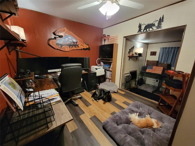 3501 1st Ave S, Great Falls, MT 59401 - office with wood finished floors and ceiling fan