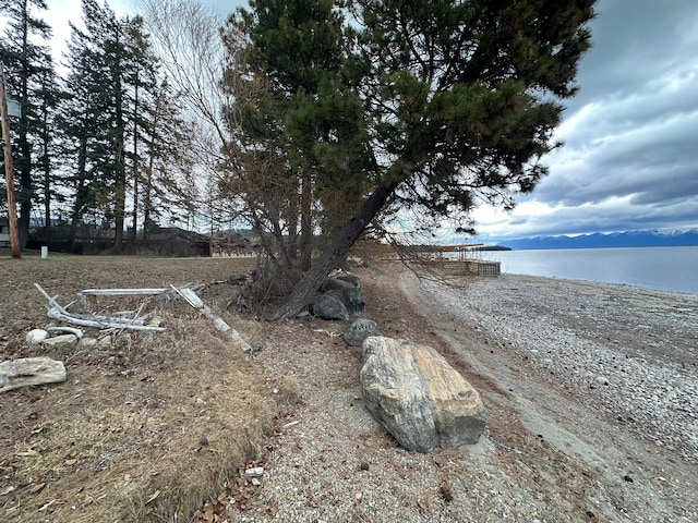 view of yard with a water view