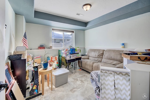 living area with visible vents