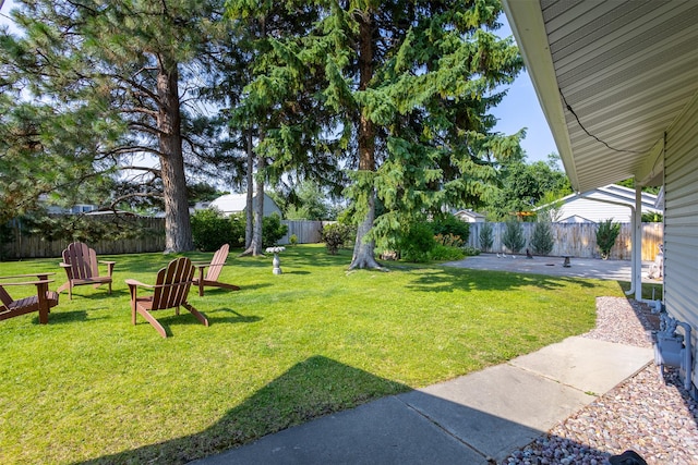 view of yard with a patio area and a fenced backyard