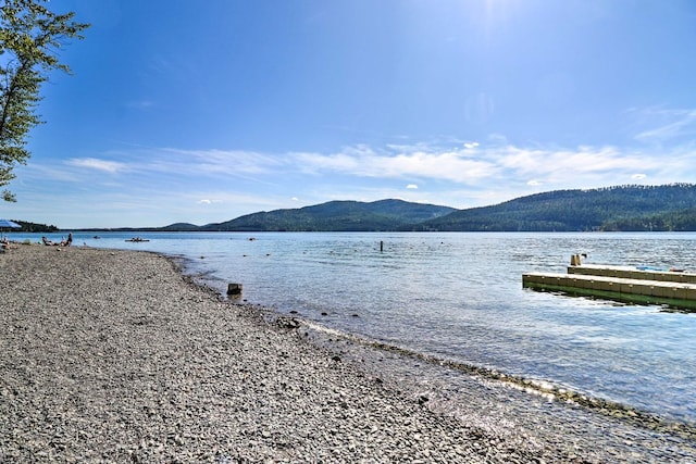 37 Alder Way, Whitefish, MT 59937 - water view featuring a mountainous background and a boat dock