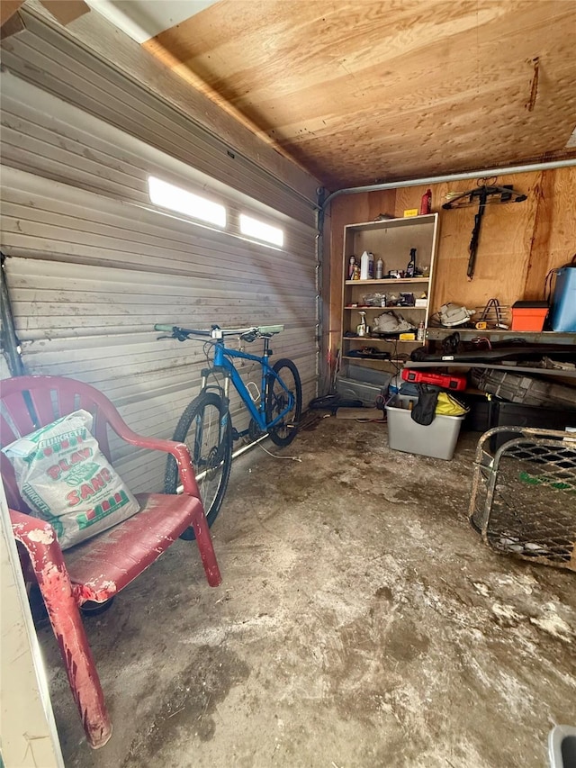 garage with wooden ceiling