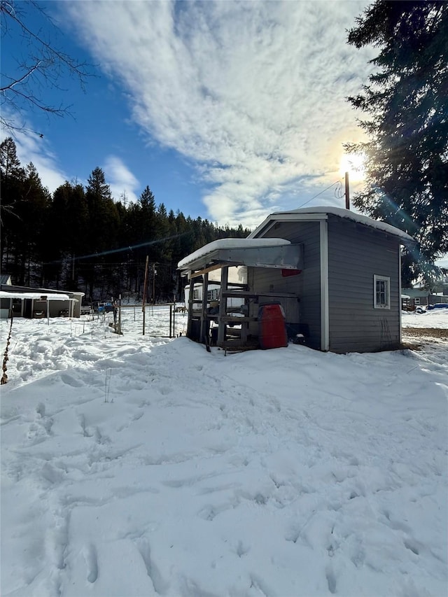 exterior space featuring a garage