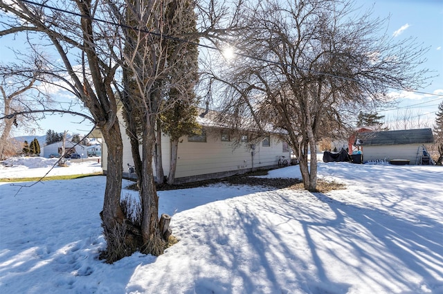 view of snow covered exterior