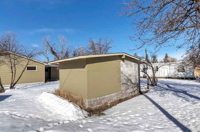 view of snow covered exterior