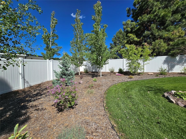 view of yard featuring a fenced backyard