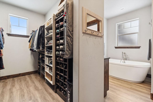 walk in closet featuring wood finished floors