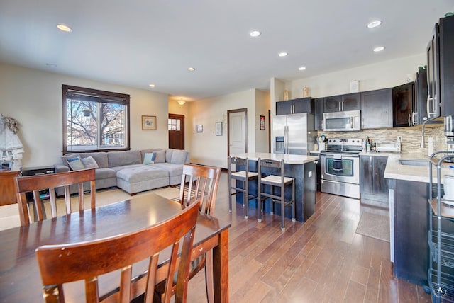 interior space featuring recessed lighting and light wood-style flooring