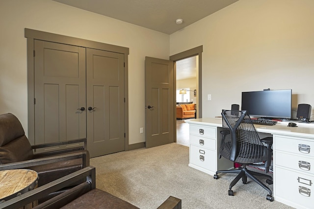 office with light colored carpet