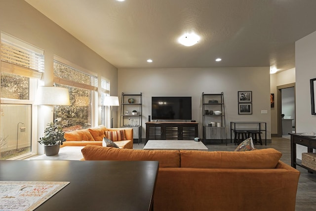 living area with a wealth of natural light and recessed lighting