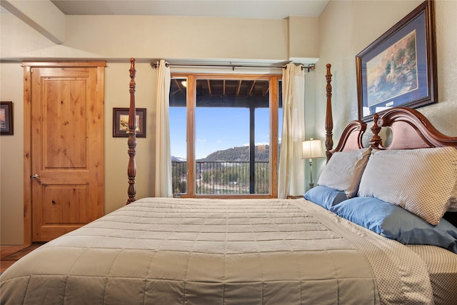 bedroom with a mountain view