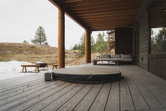 30 Ninebark Way, Eureka, MT 59917 - wooden deck featuring a covered hot tub
