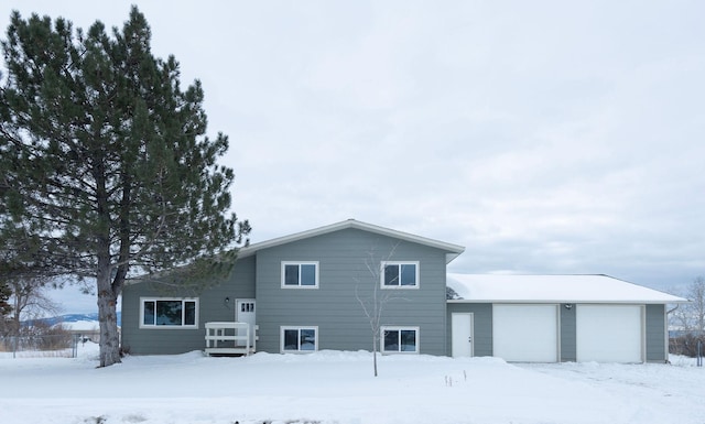 view of snow covered property