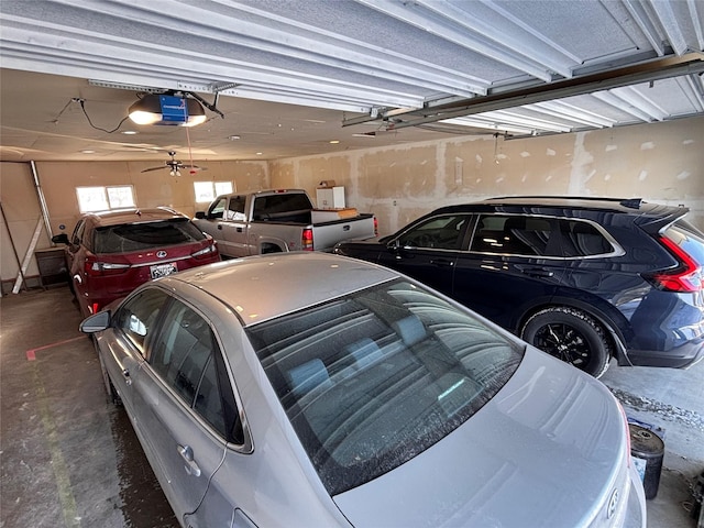 garage with a garage door opener