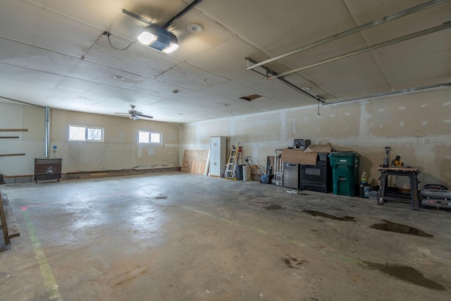 garage with a garage door opener